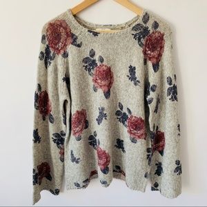 Lucky brand floral bell sleeve pullover sweater